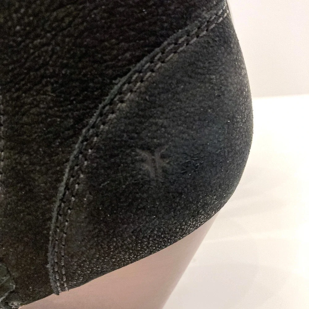 Frye Reina‎ Cut Out Bootie Black Suede Womens 10 M Pointed Toe Heeled Western